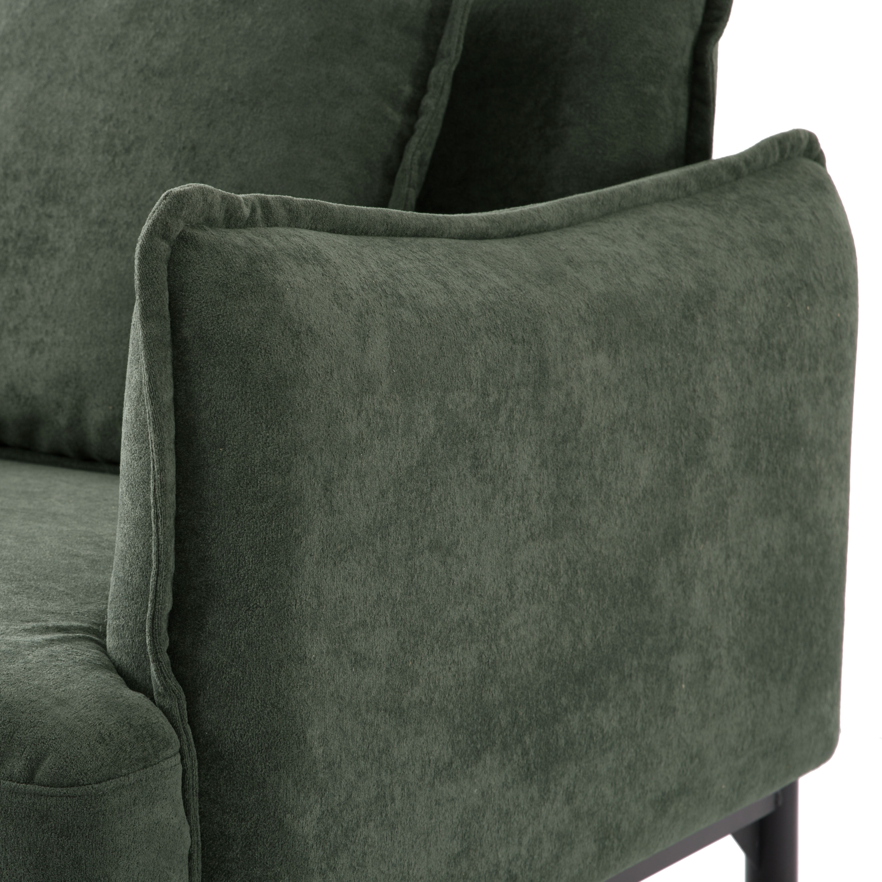 BSHTI 32.48" Modern Accent Chair with Curved Armrest, Upholstered Living Room Chair with Pillow, Solid Wood Frame & Metal Base, Non-Slip, Easy Assembly, Green