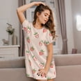 thumbnail image 3 of Sikiie Strawberries Print Women's Short-sleeved Nightdress, Round Neck Pullover Nightdress Pajamas Summer Home Wear, 3 of 6