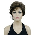 thumbnail image 1 of Women's Short Curly Wavy Wig Synthetic Hair Full Wig for Daily Use, 6 inches, Brown with Highlights, 1 of 9