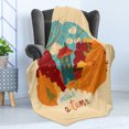 thumbnail image 4 of Autumn Soft Flannel Fleece Throw Blanket, Hello Autumn Calligraphy Little House in Fall Branches Leaves and Trees Image, Cozy Plush for Indoor and Outdoor Use, 50" x 60", Multicolor, by Ambesonne, 4 of 5
