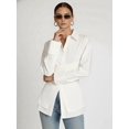 thumbnail image 6 of Women Fitted Button Down Shirt Cinched Waist Tops Long Sleeve Wrap Blouse Stylish Dressy Casual Outfit White S, 6 of 10