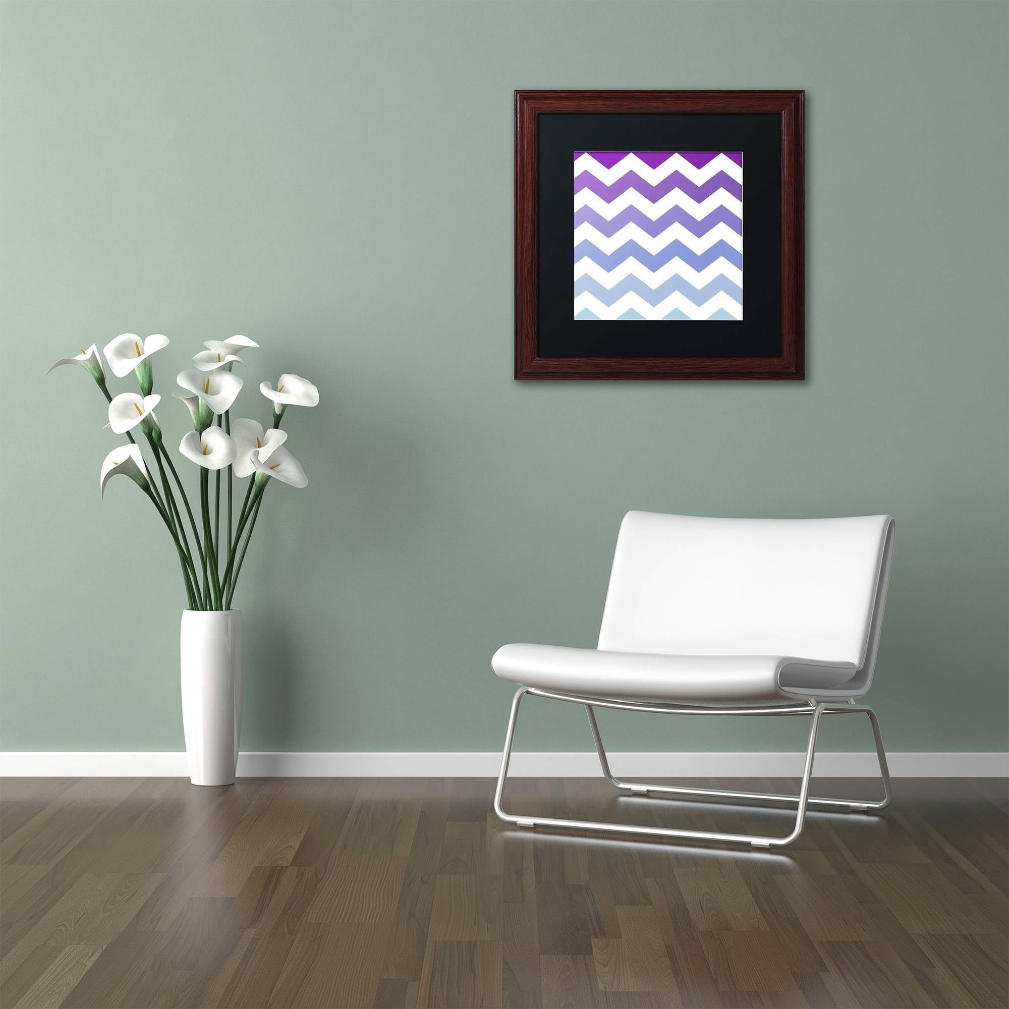 Trademark Fine Art "Purple-Blue Chevron" Canvas Art by Color Bakery Black Matte, Wood Frame
