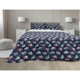 thumbnail image 1 of Galaxy Comforter & Sham Bedding Set, Rhythmic Flying Saucers UFO Machines Cartoon, 3 pcs Duvet Set Microfiber Filling Quilt, 5 Sizes, Navy Blue Multicolor, by Ambesonne, 1 of 4
