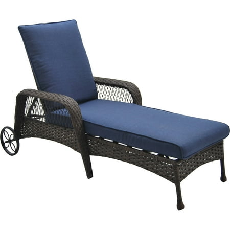 Better Homes & Gardens Colebrook Multiple Positions Wicker Outdoor Chaise Lounge - Blue