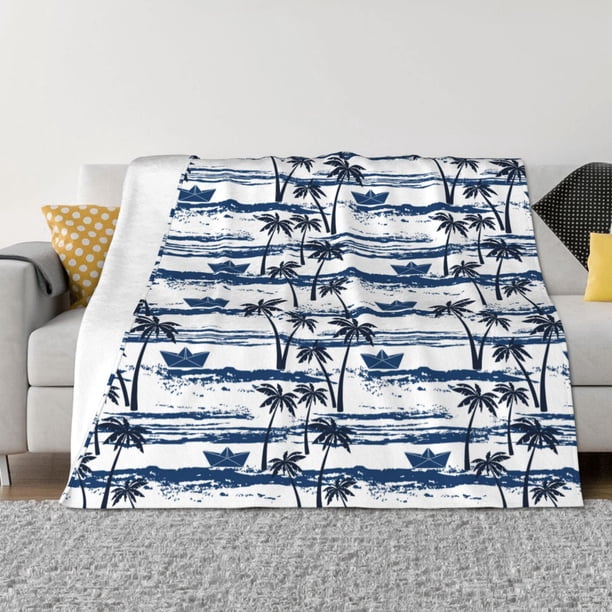 Fotbe Palm Tree Manta de Franela con Estampado, Manta Ultrasuave para Cama, Sofá, Auto, Hipoalergénica y Antibolitas-80"x60"