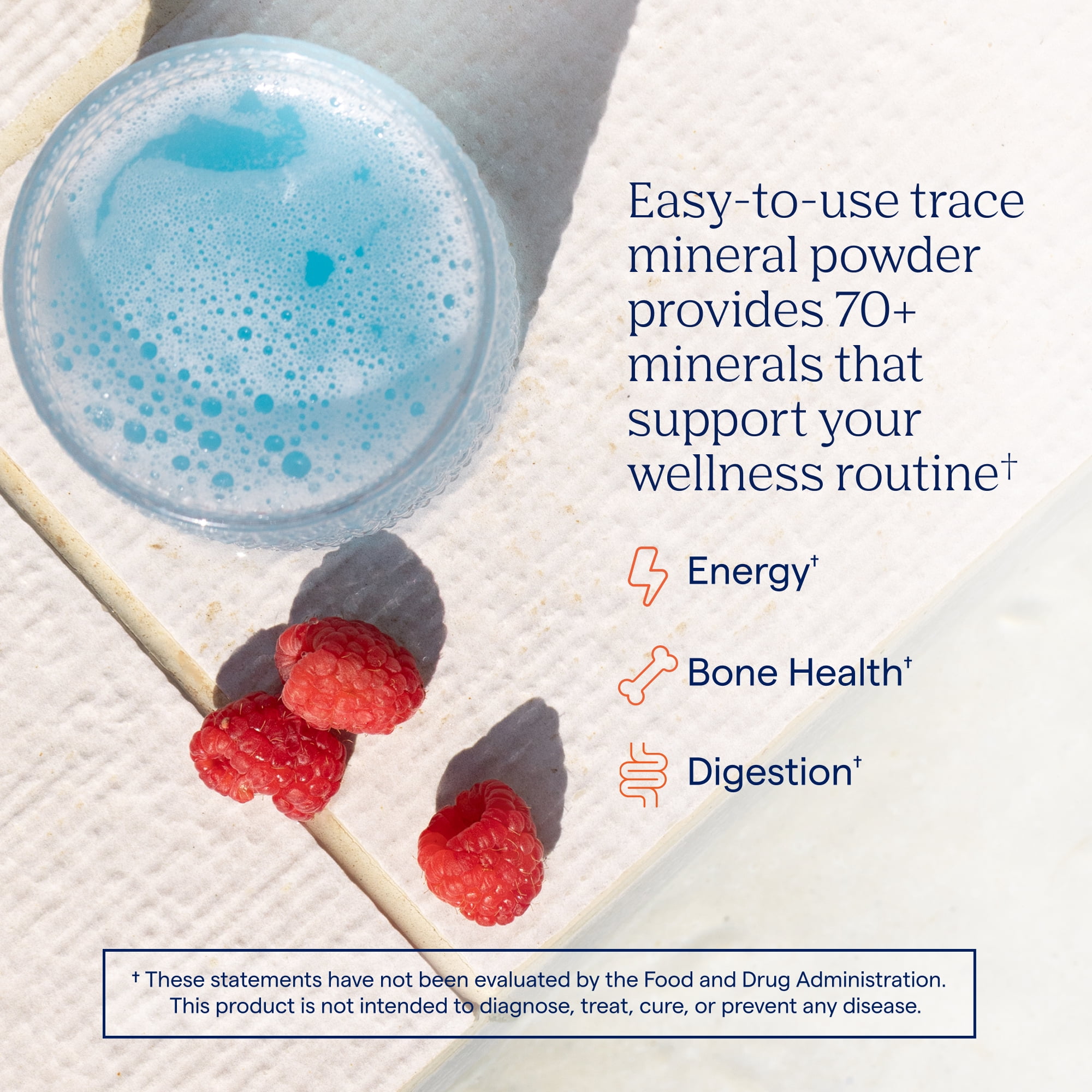 Trace Minerals ConcenTrace Daily Mineral Powder for Energy, Digestion and Bone Health, Blue Raspberry, 3.49 Ounce, 60 Servings