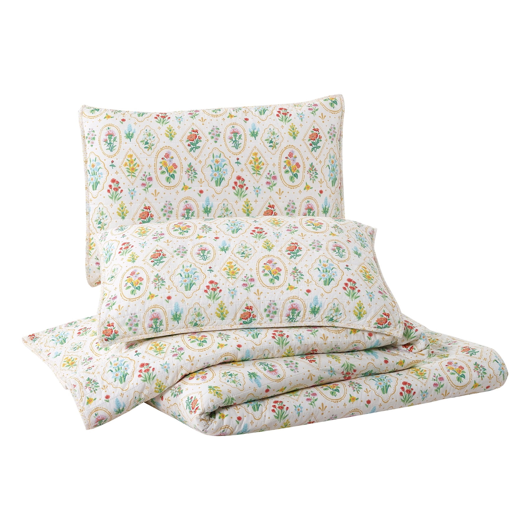 Makers Collective Floral Wallpaper Multi-Color 2-Piece Quilt Set, Twin