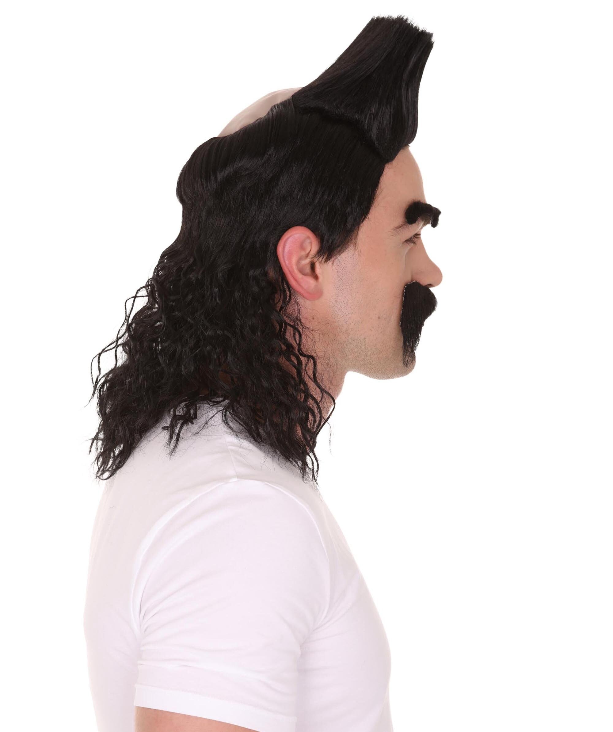 HPO Adult Men's Animated Movie Supervillain Long Wig with Eyebrows & Mustache| Best for Halloween