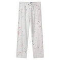 thumbnail image 4 of Pink Blue Paint Splatter Art Winter Female Pants Flannel High Waist Women Pants Lady Warm Straight Leg Plush Trousers, 4 of 7