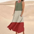 thumbnail image 2 of Vestido de Verano para las Mujeres sin Mangas Lino-Look Impreso Maxi, Suelto Fluido Y Vestido Sexy de Moda para las Mujeres, 2 of 5