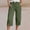 Army Green, variant on Double Layer Crinkle Linen Blend Capri Pants, Drawstring Elastic Waist Split Cuff Hem Side Pockets Summer Loose Fit Bottoms Army Green M