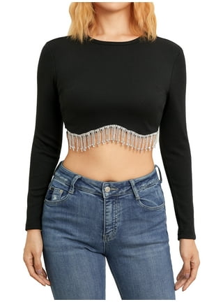 Mardi Gras Fringe Detailed Sequins Crop Top - Bloom and Company