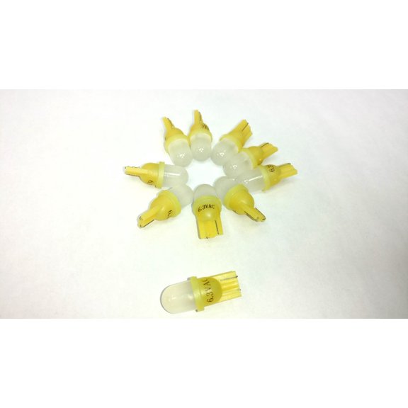 10 Pack Pinball replacement bulb LED 6.3 volt AC, 555 clear wedge base T10 Cool Yellow Frosted