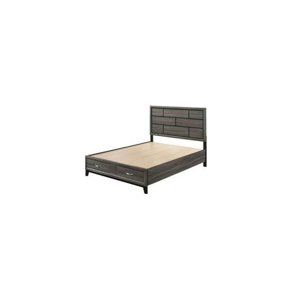 HomeStock Southwestern Style Eastern King Bed with Storage in Weathered Gray