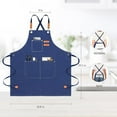 thumbnail image 2 of Chef Aprons for Women Men with Large Pockets, Cotton Canvas Cross Back Water Repellent Work Apro (Darkblue), 2 of 5