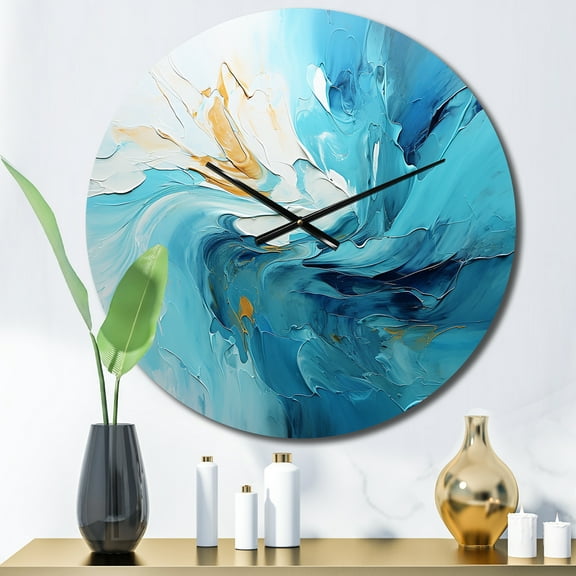 Designart "Azure Euphony I" Abstract Landscape Oversized Wall Clock