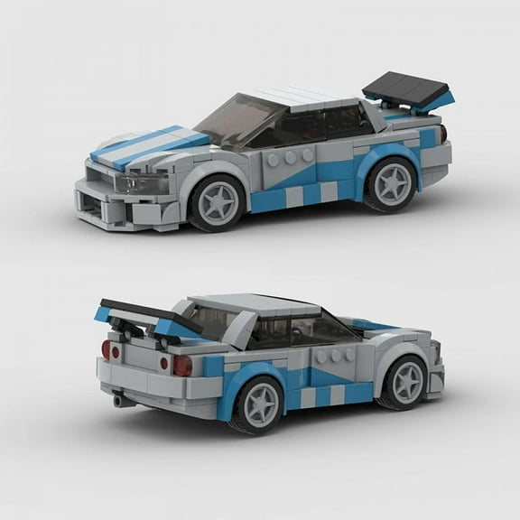 MOC GTR R34 City Racing Car Speed Champions Sports Building Blocks Bricks Classic Rally Supercar Racers Great Vehicles Kits Toys