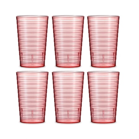 Red Plastic Drinking Cup Set 6 Thickened Polystyrene 300 ml Cups 6.7 x 10.5 cm for Cold Beverages