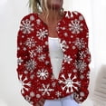 thumbnail image 1 of Cárdigan de punto con estampado navideño para mujer, abrigo con botones, 1 of 4