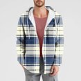 thumbnail image 2 of ZCFZJW Mens Plaid Button up Hoodie Shirts Casual Drawstring Long Sleeve Open Front Cardigan Outwear Coat Trendy Lightweight Thin Hooded Jacket Tops S, 2 of 5