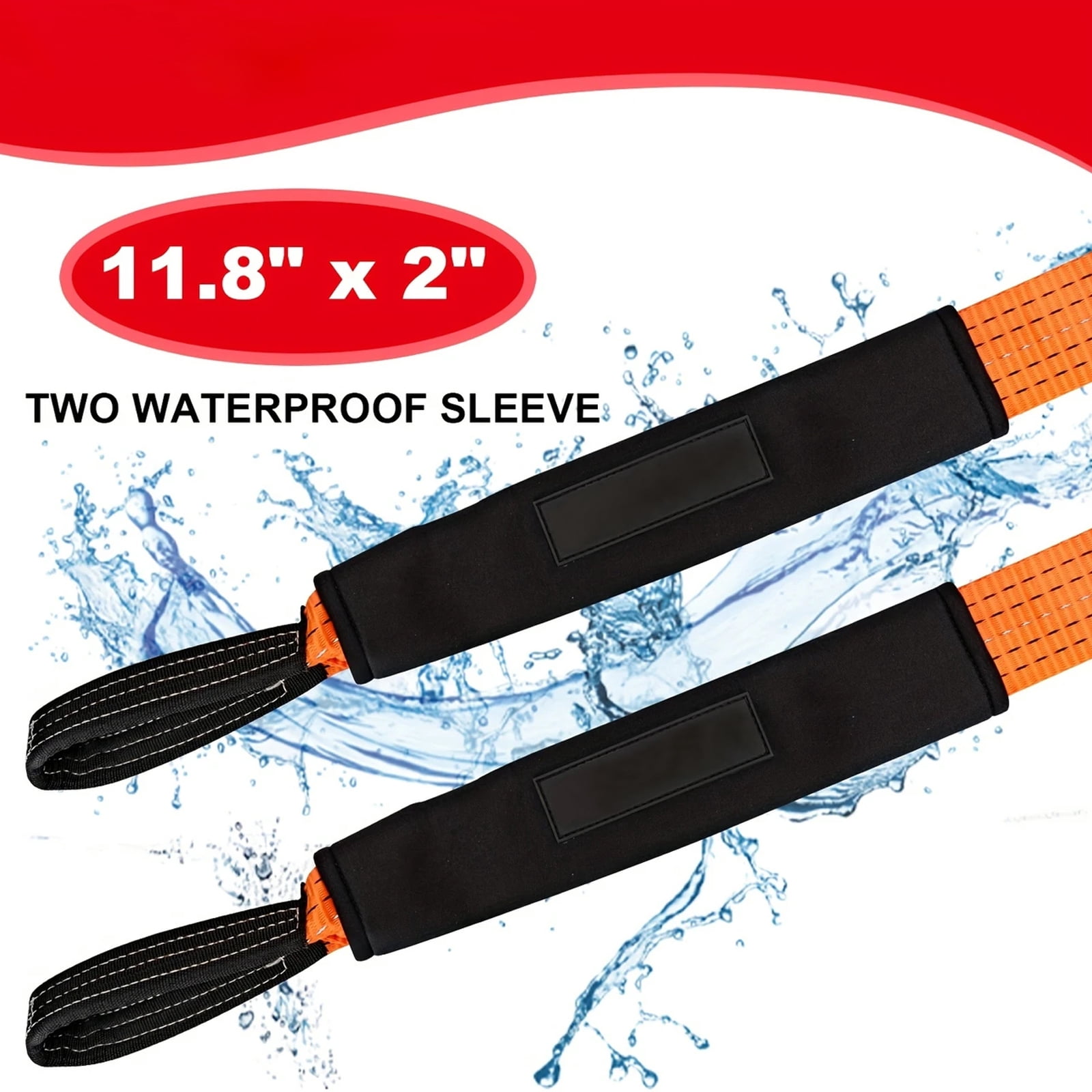 Tow Straps Heavy Duty with Hooks,2" X 20 Ft 15400 Lb Recovery Rope with 2 D Ring Shackles,Tree Saver Winch Strap  for Hoist,Towing,Moving,And Winch (Orange)