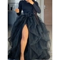 thumbnail image 3 of Faldas de tul para mujer, con capas, cintura alta, superpuestas, largas, con volantes, para ocasiones especiales, con busto, para salir de noche, hasta el suelo, con abertura., 3 of 6