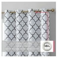 thumbnail image 2 of Drevy Lattice Print Moroccan Thermal Blackout Curtains 84 Inch - Privacy Shaded & Darkening Grommet Window Curtains Draperies for Bedroom and Living Room, White & Grey, 52 W x 84 L, 2 Panels, 2 of 7