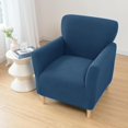 thumbnail image 2 of SHANNA Banquet Armchair Slipcovers, Knitted Jacquard Chair Covers with Arms for Living Room, NonSlip Dog Pet Friendly Furniture Protector, Dark Blue, 2 of 7