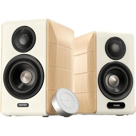 Edifier Active Bookshelf Speakers, 2.0 Computer Hi-Fi Speaker System, 88W RMS Hi-Res Audio with LDAC Bluetooth USB-C Optical Coaxial RCA Input Subwoofer Output for Record Player TV, Pair - White