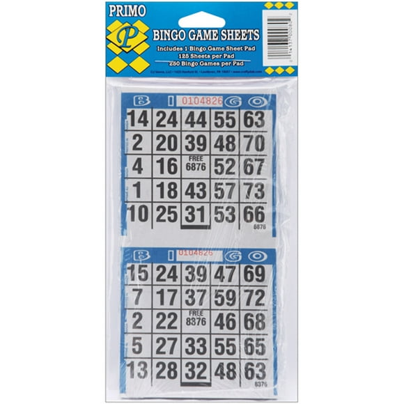 Fiches de Jeu Primo Bingo 4"X8" 125/Pkg-250 Jeux