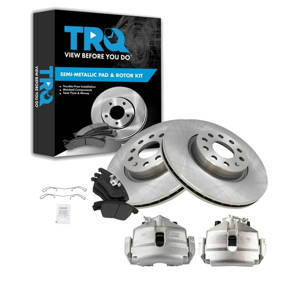 TRQ Brake Calipers Pads Rotors Fits Select 08-13 GTI 09-15 Jetta 06-10 Passat
