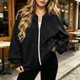 thumbnail image 2 of Evdexr Women's Sweatshirts Long Sleeve Drop Shoulder Zip Up Jackets 2026 Fall Y2k Athletic Jacket Solid Lightweight Hoodless Dressy Coats with pockets L, 2 of 7