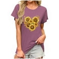 thumbnail image 2 of Tops for Women Plus Size Short Sleeve Printed Round Neck Summer Tunic Tops Loose Tees Shirts Red L, 2 of 6