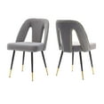 thumbnail image 2 of Hassch Velvet Upholstered Dining Chairs 2 Pack, Modern Side Chairs with Nailhead Detail and Gold-Tipped Black Legs, for Living Space and Home Office, Gray, 2 of 9