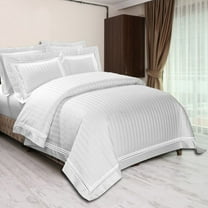 400TC Cotton Sateen Triple Edge Embroidery Stripe Duvet Cover Set