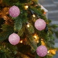 thumbnail image 5 of Zawou Pink Glitter Christmas Balls - 12PCS Hanging Ornaments 8CM for Tree, Holiday Parties, Indoor Seasonal Celebration, 5 of 6