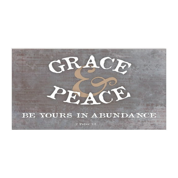 Grace Peace Scripture Grey Plum Script Blur 20 x 10 Wood Wall Sign Plaque