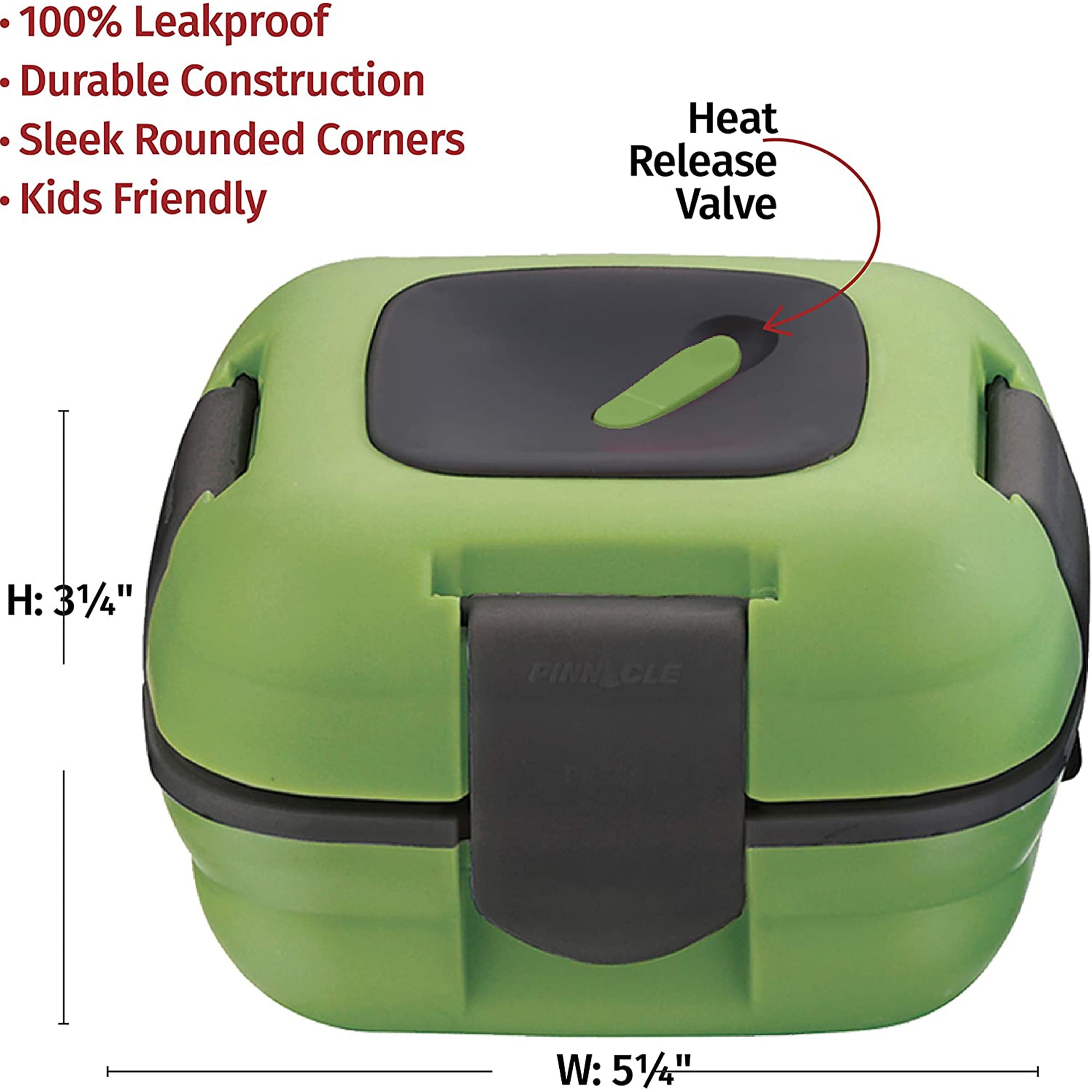 Pinnacle Insulated Leak-Proof Lunch Box Set of 2, 16oz, Heat Release Valve, Green/Yellow