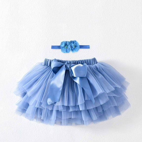 JMKQLZ Toddler Baby Girls Soft Fluffy Tutu Skirt Party Carnival Mesh Tutu Bowknot Skirt and Hairband for 0~3 Years