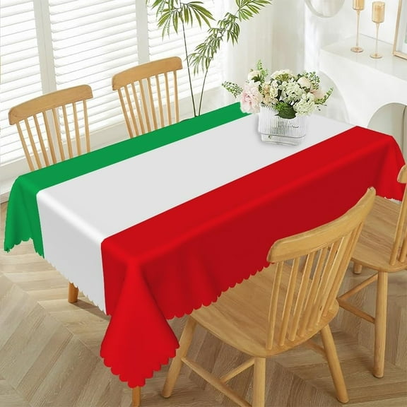 60x84inches Italian Flag Tablecloth Red White and Green Italian Themed Fabric Tablecloth Rectangular Italian Table Cover for Italy Family Gathering Christmas New Year Event Party Decorations