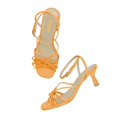 thumbnail image 2 of XYD Women Kitten Low Heel Sandals Bowknots Square Open Toe Ankle Strap Summer Casual Dress Shoes Size 7 Orange, 2 of 4