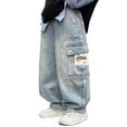 thumbnail image 1 of WEIYLL Boys Pants Cargo Jeans Durable Long With Utility Pockets Blue Fall Clothes size 13-14 Years, 1 of 9