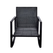 3 Pieces Patio Bistro Set, Outdoor Rocking Chair with Cushion & Table for Yard Garden Poolside, Blue