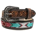 thumbnail image 2 of 24  Youth 1-1/4" Western Floral Tooled Beaded Full-Grain Leather Belt 26RT49C, 2 of 2