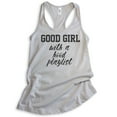 thumbnail image 1 of Good Girl With A Hood Playlist Tank Top, Ladies Racerback Tank Top, Hood Tank, Music Tank, Silver Gray, Large, 1 of 3