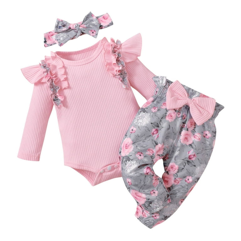 【ArimCloset】all open babypink cotton baby bodysuit Atogsazn Newborn Baby Girl Cotton Outfits Toddler Ruffled