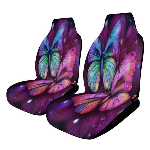 Dreamy Purple Butterfly Pattern (20)-1 Car Seat Covers,Universal Auto Front Seats Protector Fits for Car,SUV Sedan,Truck