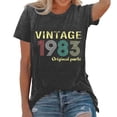 thumbnail image 3 of Trendfront Womens Vintage 1983 T Shirts Letter Graphic Crewneck Casual Short Sleeve Loose Fit Tops Trendy Fashion Tee Pullover Daily Wear, 3 of 5