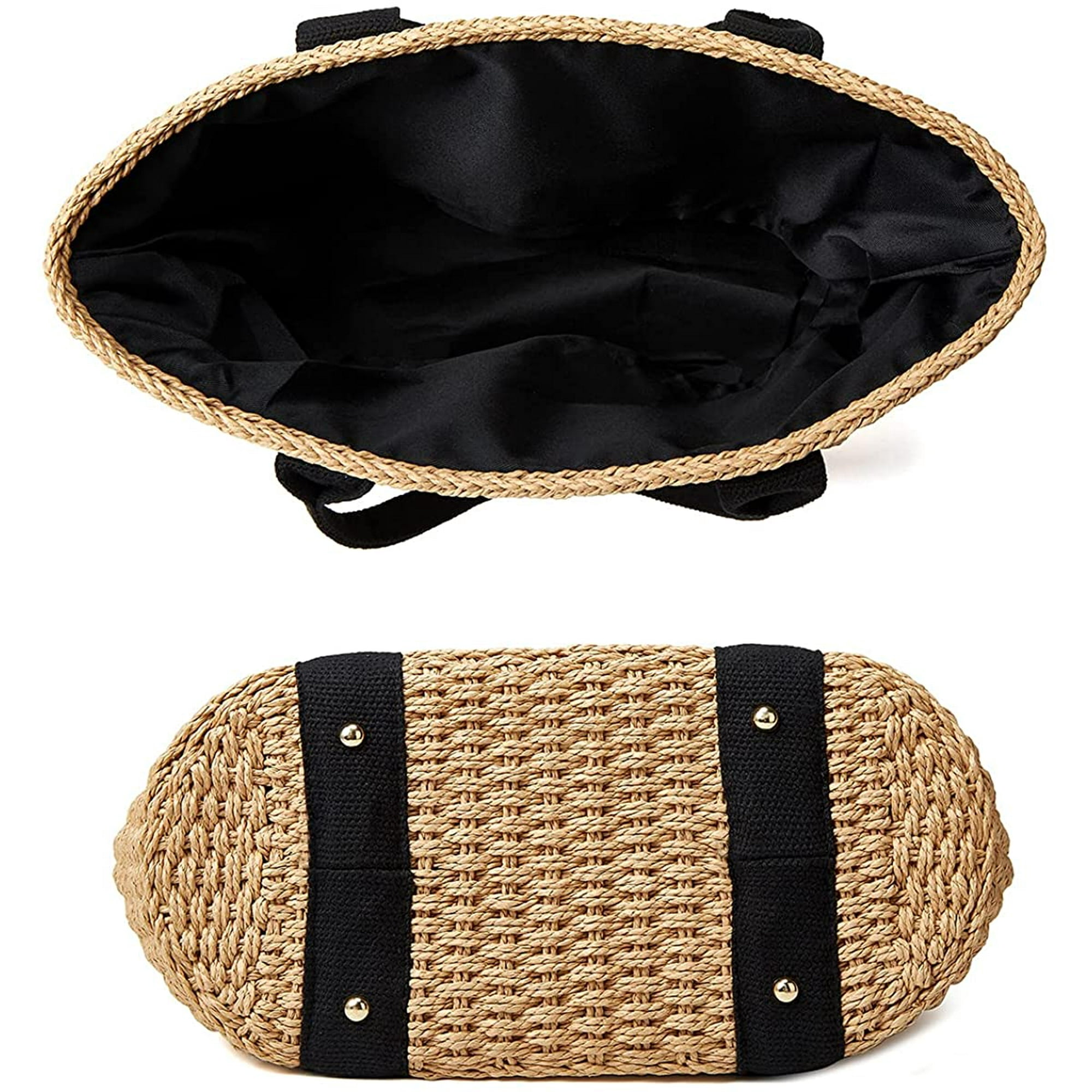 Yundap Women Straw Bags Summer Beach Large Tote Bag Handmade Woven Shoulder Crossbody Handbag Other