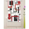Abstract Geometric Squares Art Black Red Tulle Curtains Living Room